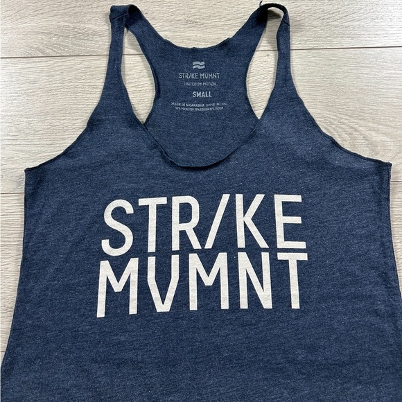 Strike Movement Blue Cotton Racerback CrossFit Tank Top - Picture 3 of 6